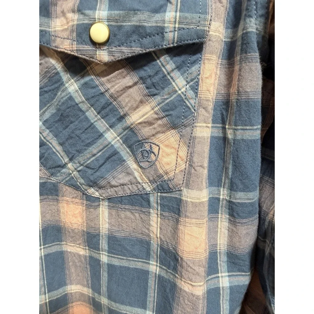 Ariat Retro Fit Pearl Snap Western Shirt Men's Medium Long Sleeve - Picture 4 of 5